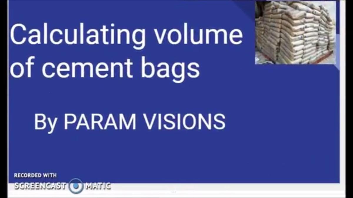 How to calculate volume of cement bags./Calculating volume of cement